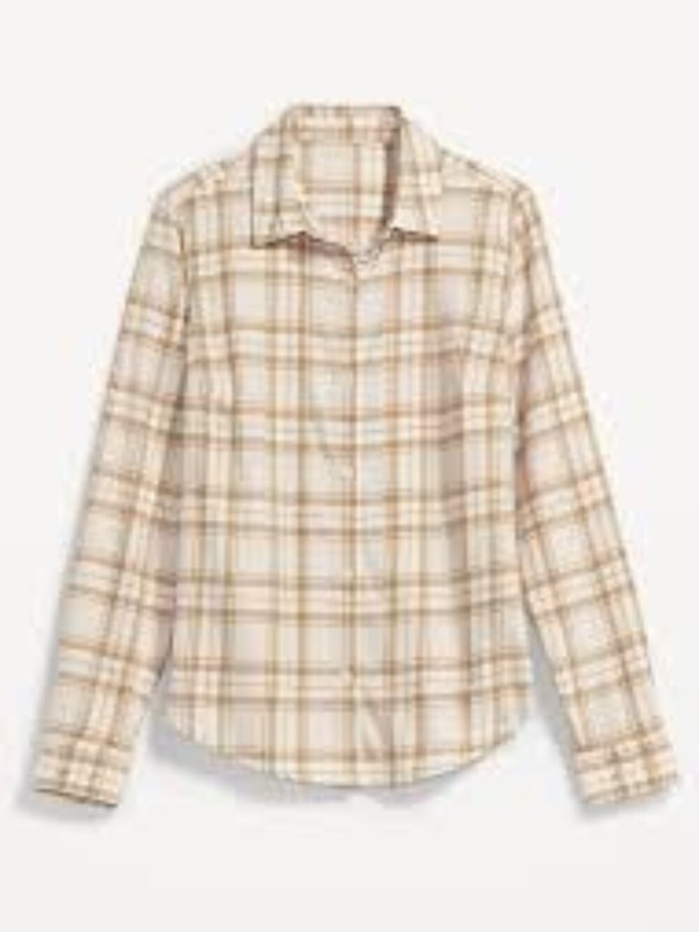OLD NAVY Classic Soft Flannel Shirt - Cream/Tan Plaid